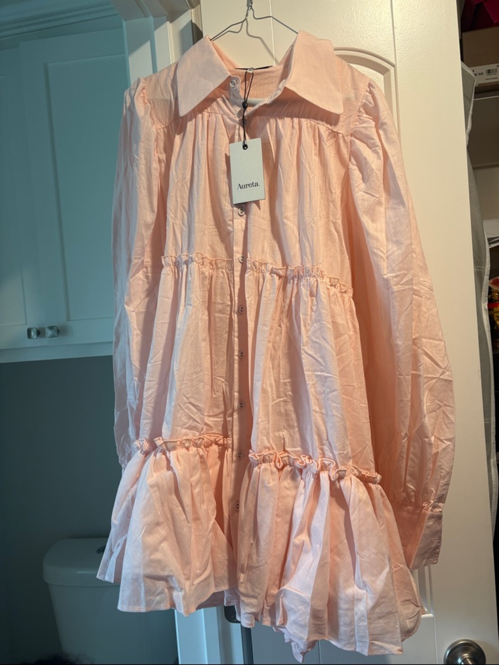 Aureta Pink Long-Sleeve Tiered Ruffle Dress - Picture 2 of 7